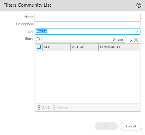 Community List configuration main window.